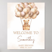 ブラウンベアーホットエアバルーン赤ちゃんシャワーへようこそ ポスター (正面)
