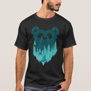 ブラウンベアーラバー自然フォレストツリーワイルドライフアニメーション Tシャツ