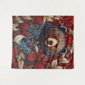 ブラウンベアーレッドベリーウィリアムインスパイアモリス タペストリー (正面(横))