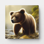 ブラウンベアーワイルドライフポートレートテーブルトップ フォトプラーク (正面)