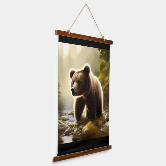 ブラウンベアーワイルドライフポートレート 吊り下げ型タペストリー (傾斜あり)