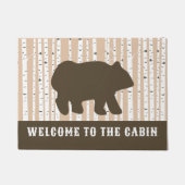 ブラウンベア樺の木ツリーズ素朴ロッジキャビン ドアマット (正面)