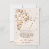 ブラウンベア気球bearly待ち赤ちゃんシャワー サンキューカード (正面)