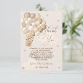 ブラウンベア気球bearly待ち赤ちゃんシャワー サンキューカード (スタンド正面)