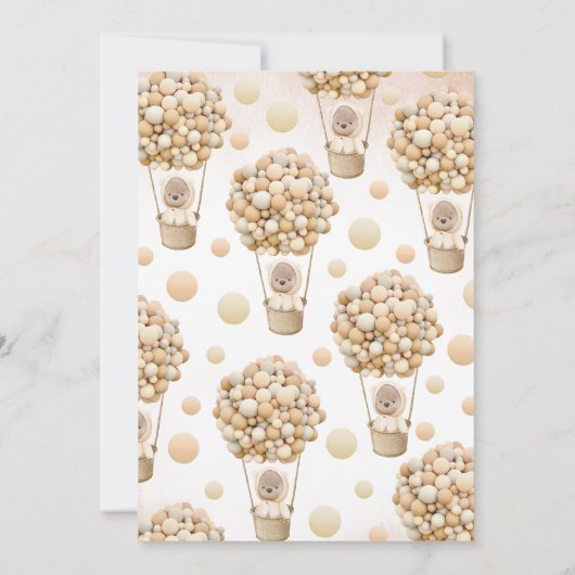 ブラウンベア男女兼用バルーン赤ちゃんシャワー 招待状 (裏面)