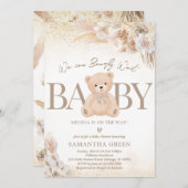 ブラウンベア男女兼用ボホベイビーシャワー 招待状 (正面/裏面)