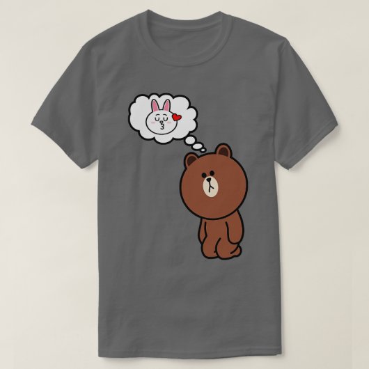 ブラウンベア考えコニーの彼 Tシャツ (デザイン正面)