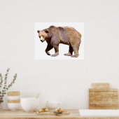 ブラウンベア葉書の四角いシールT-Sの孤立 ポスター (キッチン)