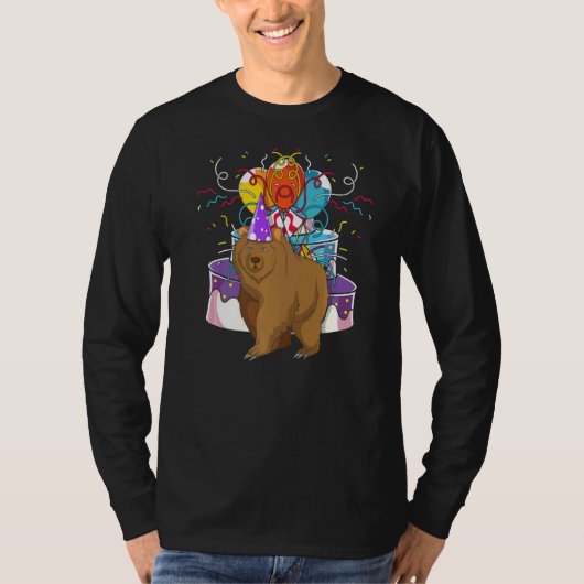 ブラウンベア誕生日パーティー動物の森の動物Be Tシャツ (正面)