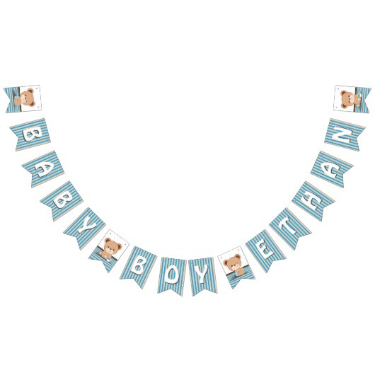 ブラウンベア赤ちゃんシャワーのバンティング旗 バンティングフラッグ (全)