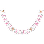 ブラウンベア赤ちゃんシャワーのバンティング旗(ピンク) バンティングフラッグ (全)