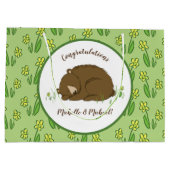 ブラウンベア赤ちゃんシャワーウッドランド動物 ラージペーパーバッグ (裏面)