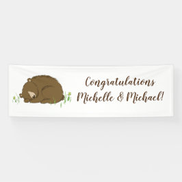 ブラウンベア赤ちゃんシャワーウッドランド動物 横断幕