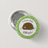 ブラウンベア赤ちゃんシャワーウッドランド動物 缶バッジ (正面&裏面)