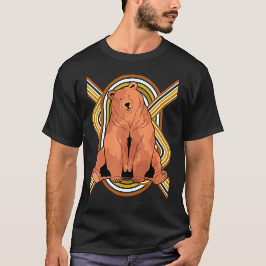 ブラウンベア野生動物自然動物の森クマ Tシャツ (正面)