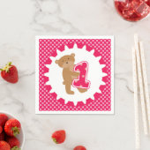 ブラウンベア1st誕生日紙ナプキンス スタンダードカクテルナプキン (インサイチュ)