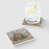 ブラウンベア、ウルソスのアークトス、グリズリーベア、ウルソス ストーンコースター (横)