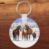 ブラウンベイアパロオーサの馬の雪 キーホルダー (正面)