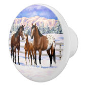 ブラウンベイアパロオーサの馬の雪 セラミックノブ (右)