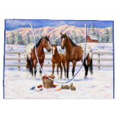 ブラウンベイアパロオーサの馬の雪 ラージペーパーバッグ (裏面)