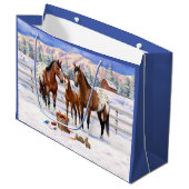 ブラウンベイアパロオーサの馬の雪 ラージペーパーバッグ (正面アングル)