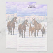 ブラウンベイアパロオーサの馬の雪 便箋 (正面/裏面)