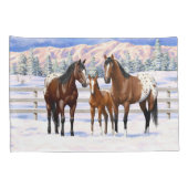 ブラウンベイアパロオーサの馬の雪 枕カバー (裏面-右)