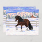 ブラウンベイジプシーバン荷車を引くナーホースに雪 (正面/裏面)