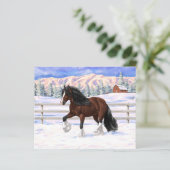 ブラウンベイジプシーバン荷車を引くナーホースに雪 (スタンド正面)