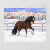 ブラウンベイジプシーバン荷車を引くナーホースに雪 (裏面)