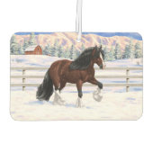 ブラウンベイジプシーバン荷車を引くナーホースに雪 カーエアーフレッシュナー (裏面)