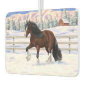 ブラウンベイジプシーバン荷車を引くナーホースに雪 カーエアーフレッシュナー (左)