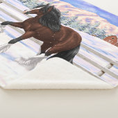 ブラウンベイジプシーバン荷車を引くナーホースに雪 シェルパブランケット (3/4)