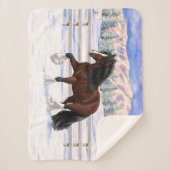 ブラウンベイジプシーバン荷車を引くナーホースに雪 シェルパブランケット (正面)