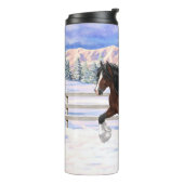 ブラウンベイジプシーバン荷車を引くナーホースに雪 タンブラー (回転左)