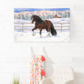 ブラウンベイジプシーバン荷車を引くナーホースに雪 横断幕 (インサイチュ)