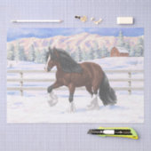 ブラウンベイジプシーバン荷車を引くナーホースに雪 薄葉紙 (クラフト)