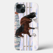 ブラウンベイジプシーバン荷車を引くナーホースに雪 Case-Mate iPhoneケース (裏面)