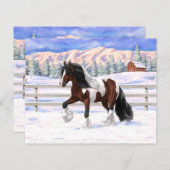 ブラウンベイピントジプシー荷車を引くヴァンナーホース雪 (正面/裏面)