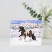 ブラウンベイピントジプシー荷車を引くヴァンナーホース雪 (スタンド正面)