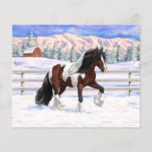 ブラウンベイピントジプシー荷車を引くヴァンナーホース雪 (裏面)