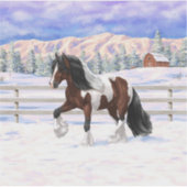 ブラウンベイピントジプシー荷車を引くヴァンナーホース雪 シール (正面)