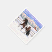 ブラウンベイピントジプシー荷車を引くヴァンナーホース雪 スタンダードカクテルナプキン (角)