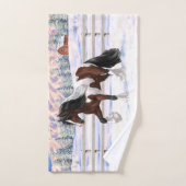 ブラウンベイピントジプシー荷車を引くヴァンナーホース雪 バスタオルセット (ハンドタオル)