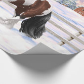 ブラウンベイピントジプシー荷車を引くヴァンナーホース雪 ラッピングペーパー (角)