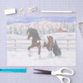 ブラウンベイピントジプシー荷車を引くヴァンナーホース雪 薄葉紙 (クラフト)