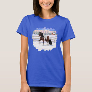ブラウンベイピントジプシー荷車を引くヴァンナーホース雪 Tシャツ