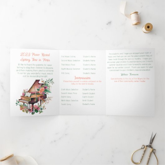 ブラウンベビーグランドピアノリサイタル 三つ折りプログラム (内部)