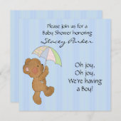 ブラウンベビーベアシャワー招待状 招待状 (正面/裏面)