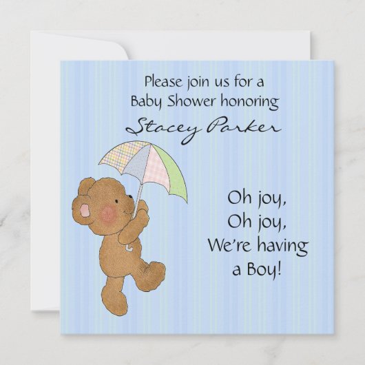ブラウンベビーベアシャワー招待状 招待状 (正面)